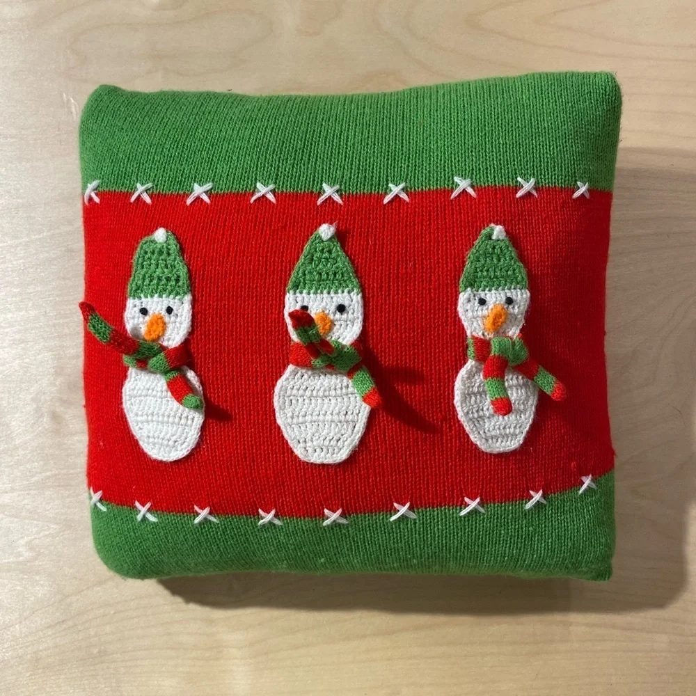 Festive Snowman Knit Pillow (OA)